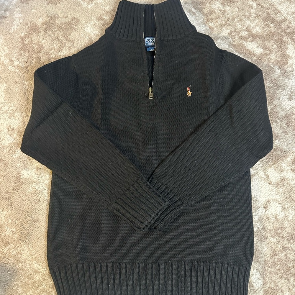 KIDS- Polo Ralph Lauren Half-Zip Sweater Black, S (8/10) – NWOT Vintage 2010 Er